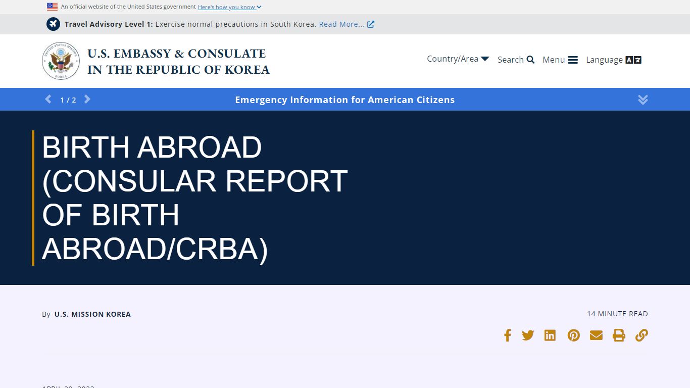 BIRTH ABROAD (CONSULAR REPORT OF BIRTH ABROAD/CRBA)